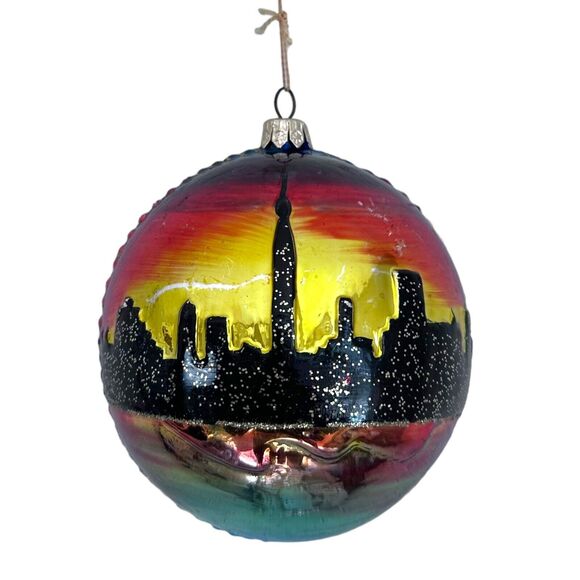 Kurt Adler Polonaise New York Glass Ornament Skyline Empire State Building 6" - Picture 3 of 9